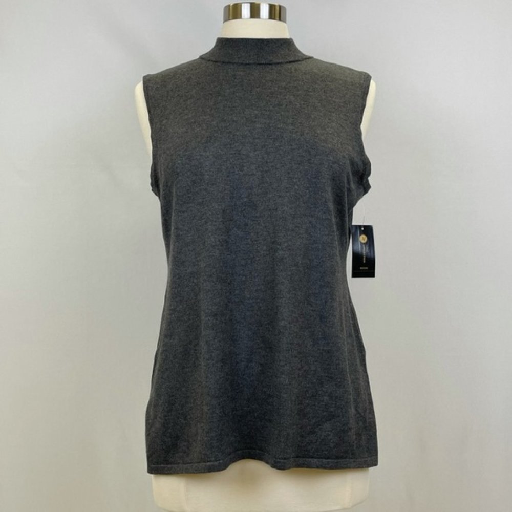 JM Collection Petite Sleeveless Mock Neck Sweater